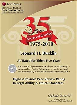 Bucklin ranked AV&copy; Preeminent&trade; by Martindale Hubble for more than 35 years